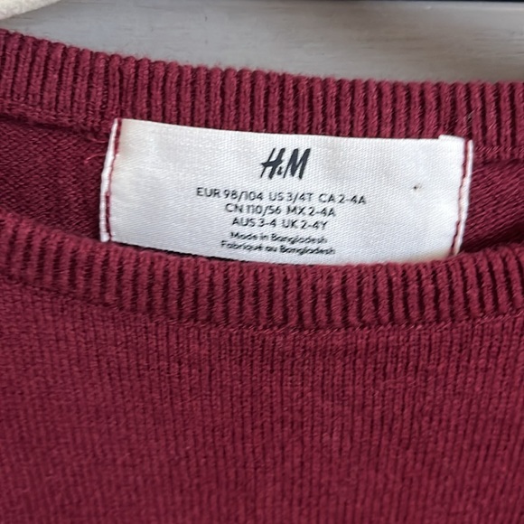 NWOT H&M Fine Knit Long Sleeve Dress in Red Size 3/4T - Picture 6 of 8